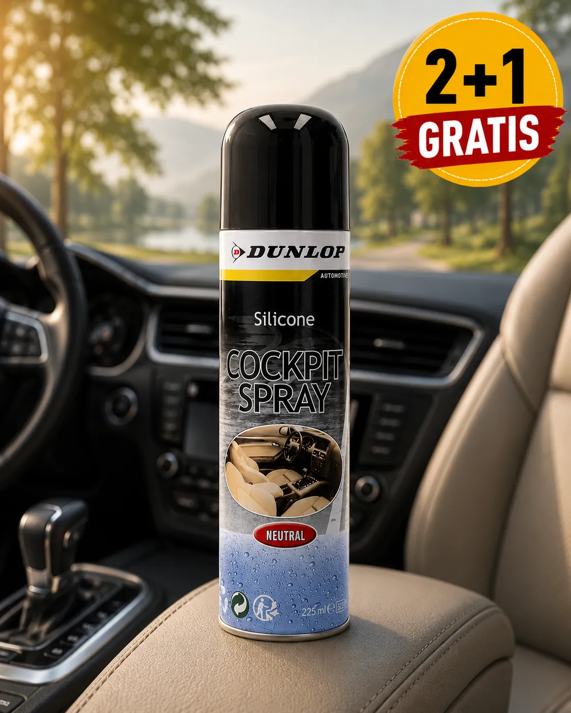 2+1  Gratis - Dunlop Cockpitspray Zwart 225 Ml Neutraal